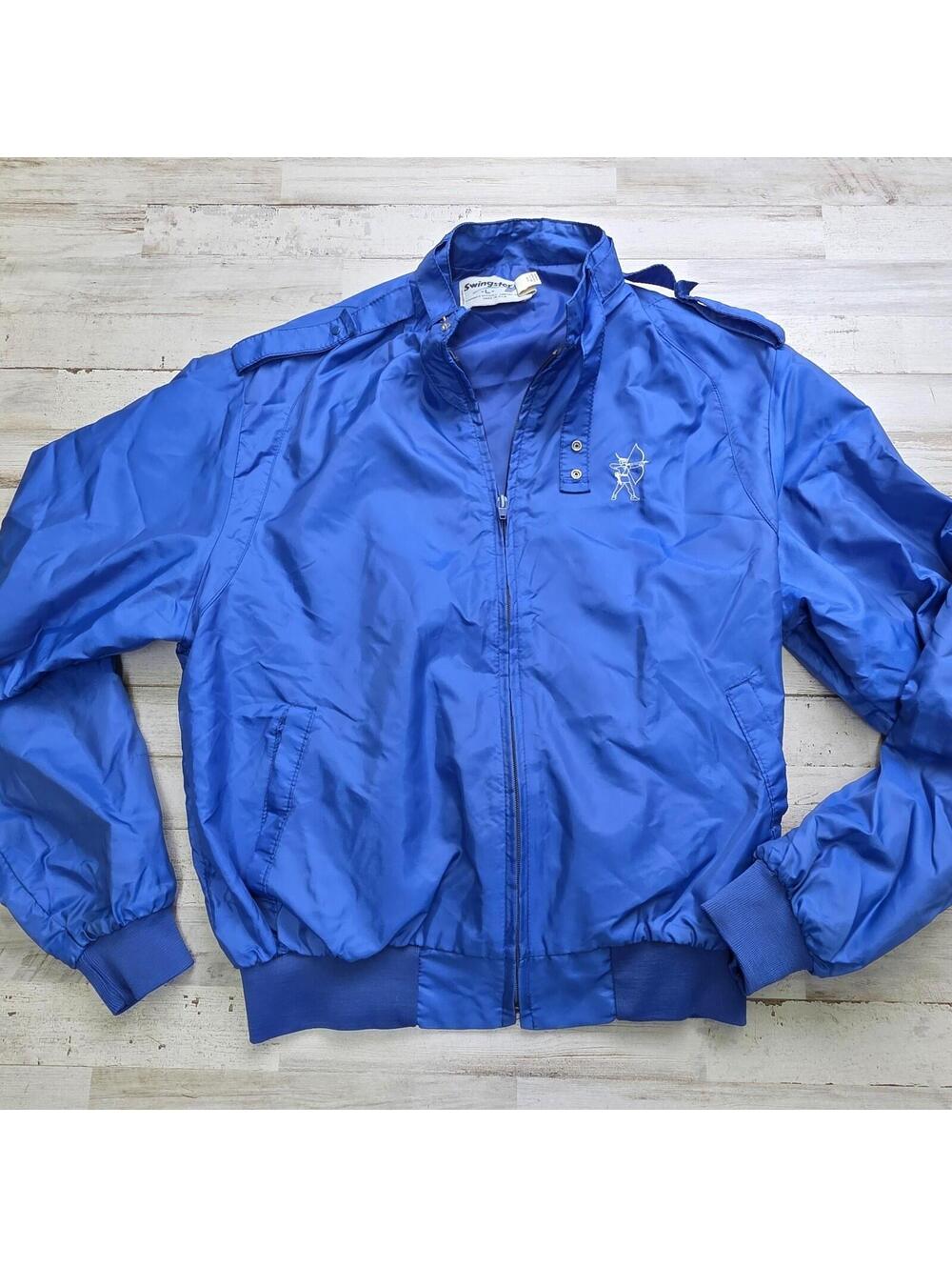 Vintage Swingster Windbreaker Jacket Men's LG Archer Embroidered Logo Made USA